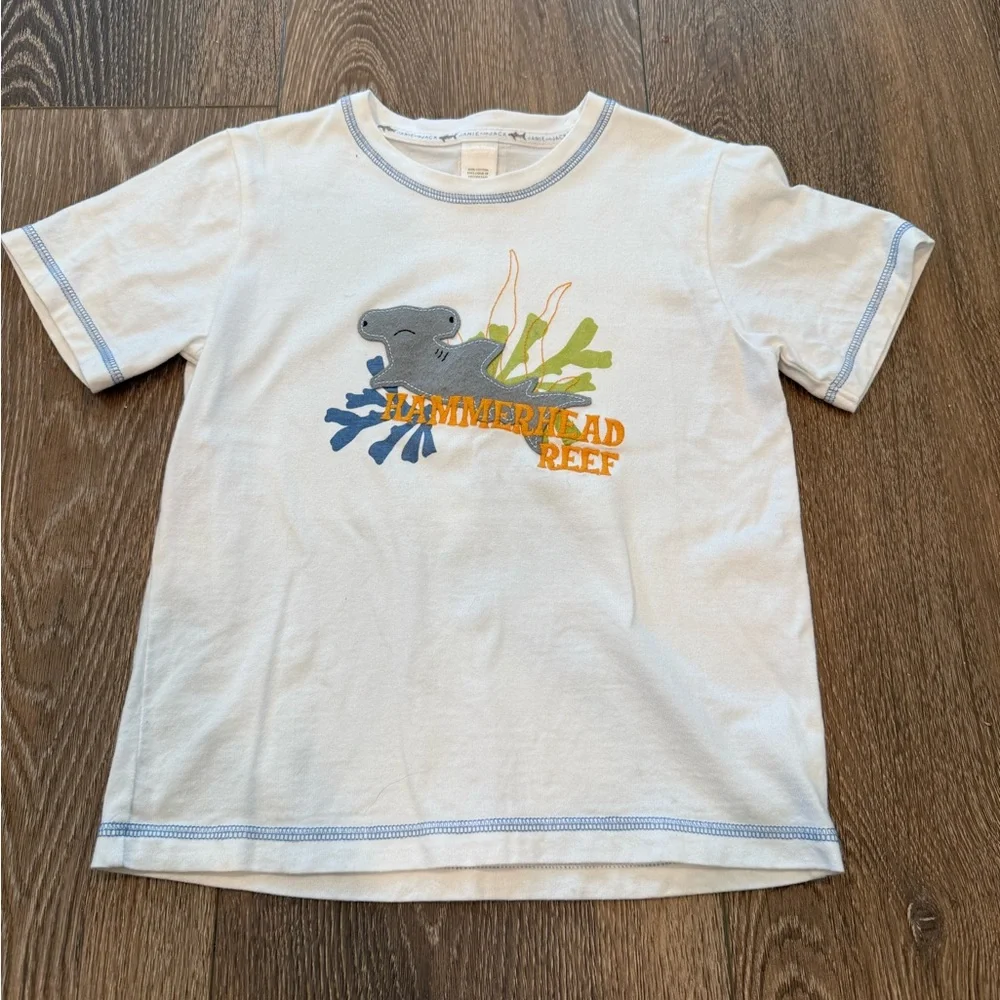 Vintage Janie and Jack White and Blue Short Sleeve Tee‎ hammerhead shark